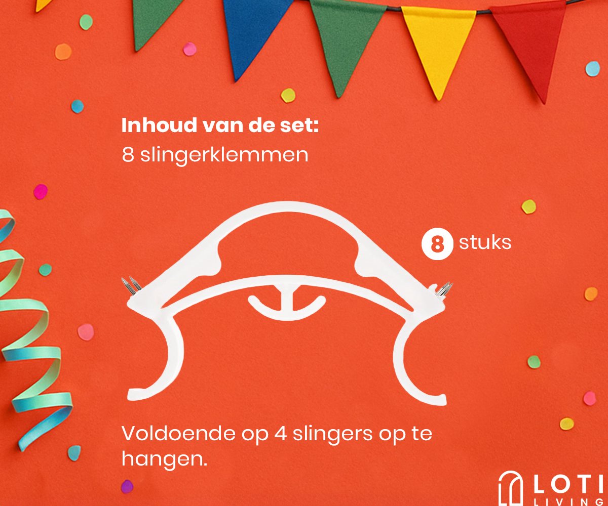 Loti Living Slingerklemmen - 8 stuks - Slingerklemmen voor slingers ophangen - Hoekklemmen - Herbruikbare Feestklemmen – Slingerclips voor Hoeken — afbeelding 4