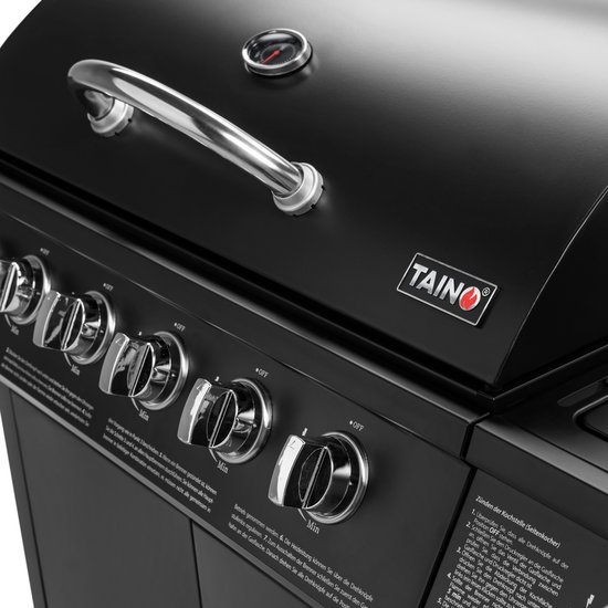 TAINO BASIC 6+1 gasbarbecue - BBQ GRILL CAR 4 RVS branders zijbrander TÜV Grill — afbeelding 4