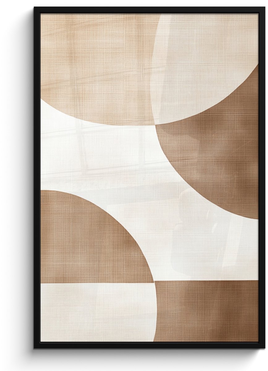 FrameYourWall Poster in lijst - Fotolijst 80x120 cm - Posters - Snijdende cirkels - Overlappende vlakken - Posterlijst zwart - Decoratie - Wanddecoratie woonkamer - Muurdecoratie slaapkamer
