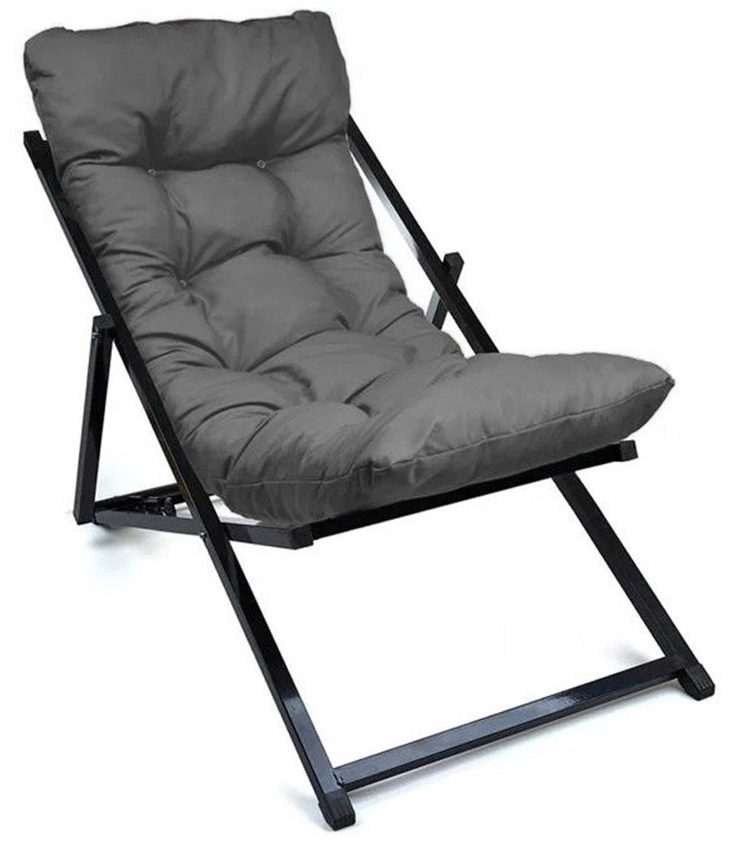 Verstelbare Tuinstoel Atelier Del Sofa - Metaal En Polyester - Donkergrijs - Emob - Fauteuil - Grijs - Polyester; Metaal