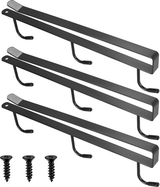 Sinytar Zwarte kapstok wandmontage set van 2, hoedenrek voor muur, modern design drijvende kapstok, kapstok voor kleding, sjaals, tassen, petten, metalen verticale haken voor woonkamer, slaapkamer