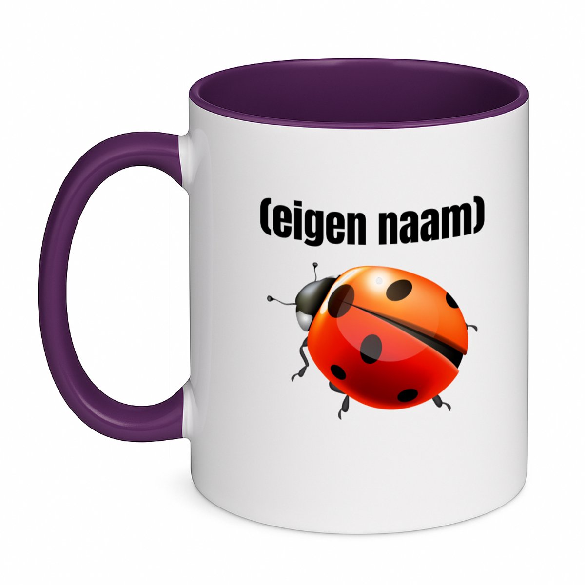 Hacebo® - lieveheersbeestje met eigen naam koffiebeker paars - Lieveheersbeestje - lieveheersbeestje liefhebbers - thee mok - koffie beker - iemand die houdt van lieveheersbeestjes - verjaardag - cadeau - kado - koffiemok - 350 ML inhoud