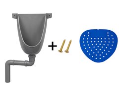 PolkaHome® urinoir Waterloos wandurinoir van kunststof PVC met urinoirzeef – inclusief afvoerbuis en RVS schroeven – ideaal voor camping, tuin, kelder of bouwplaats