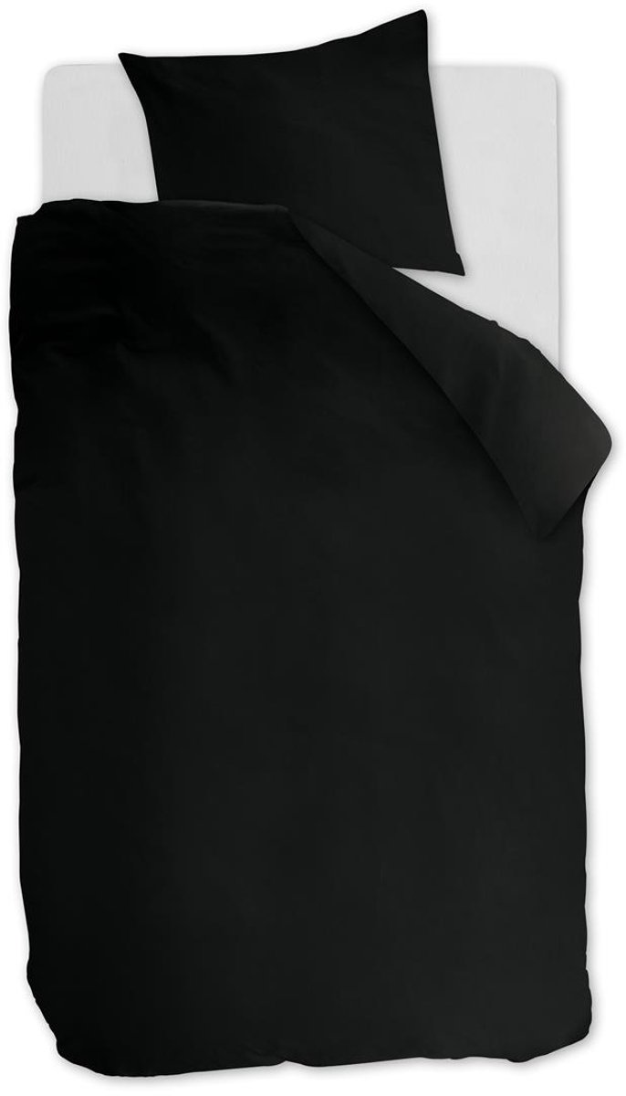 Ambiante Cotton Uni dekbedovertrek - Effen - Eenpersoons - 140x200/220 - Zwart
