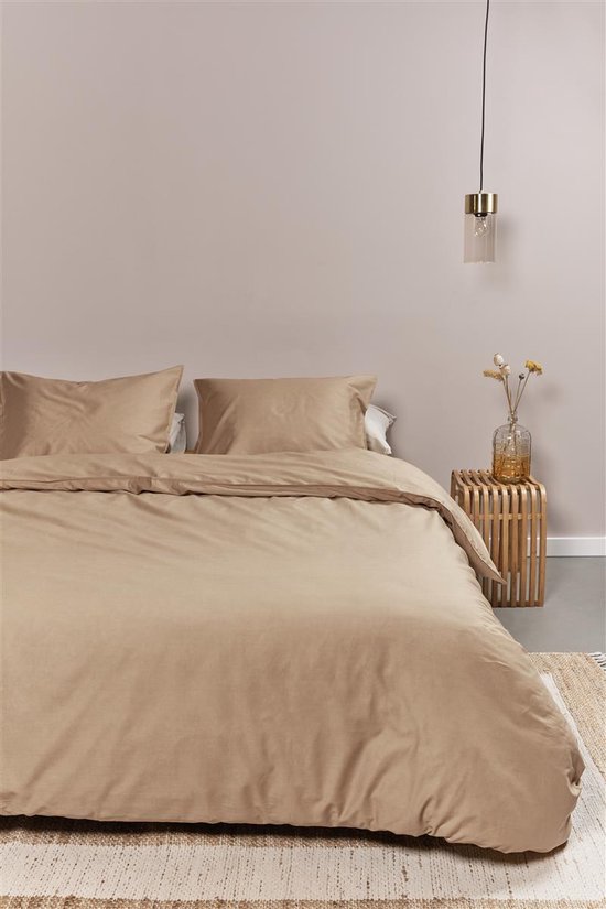 Ambiante Cotton Uni dekbedovertrek - Eenpersoons - 140x200/220 - Khaki van Merkloos — afbeelding 4