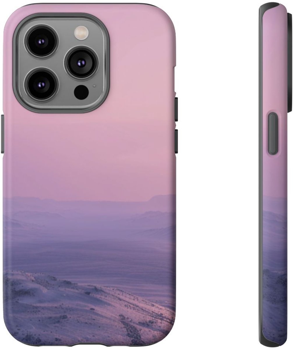 Buitenaards Landschap met Twee Zonnen – Telefoonhoesje Geschikt voor iPhone 14 Pro