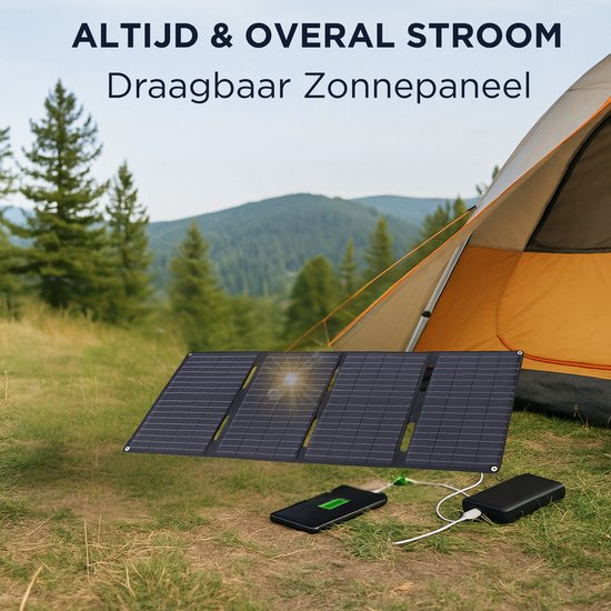 Gridi - Zonnepaneel 60W - Solar panel - opvouwbaar zonnepaneel - zonnepanelen - geschikt voor powerbank van Gridi — afbeelding 2