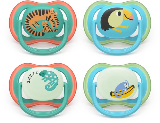 Philips Avent Ultra Air Day & Night - Fopspeenset met dag- en nachtversie - 4 stuks - 6-18 mnd - SCF087/27 van Merkloos — afbeelding 2
