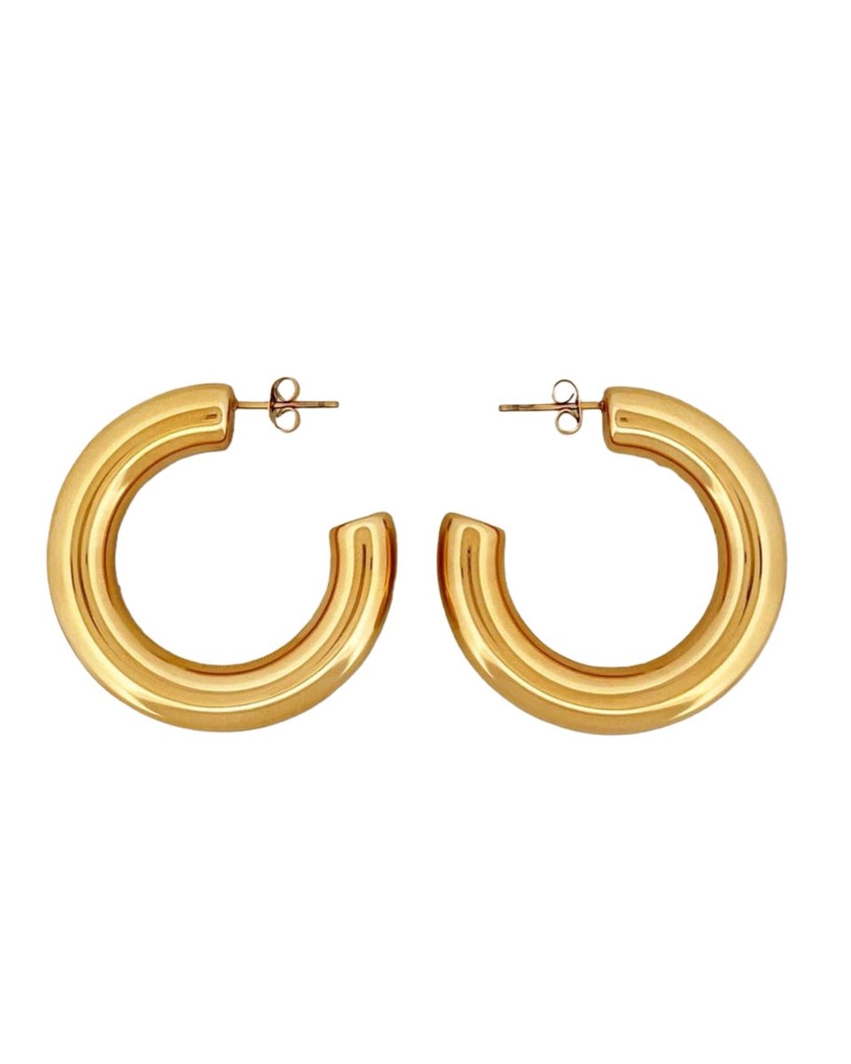 Cliste Couture - Tube Hoop 5cm Oorbellen Set - Sieraden - Oorbellen Dames - Verguld - Oorbellen - Goud
