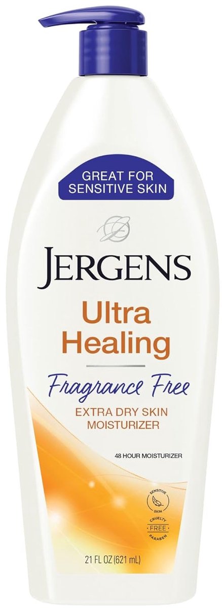 Jergens Ultra Healing Extra Dry Skin Lotion, with Vitamins C, E and B5, Fragrance Free, 621mL