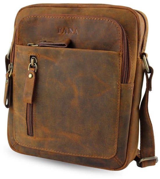 Fana Bags Bags en Cuir véritable marron - Sac bandoulière homme - Sac bandoulière cuir - Sac homme cuir de buffle