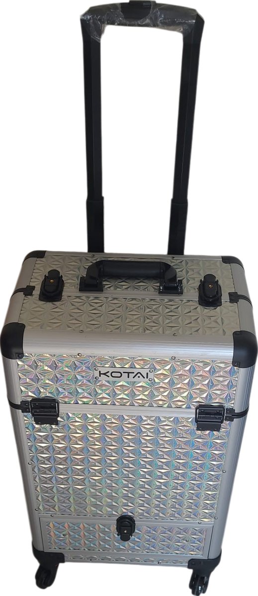 Trimkoffer Trolley XL Met 4 wielen 36x25x65H cm Silver