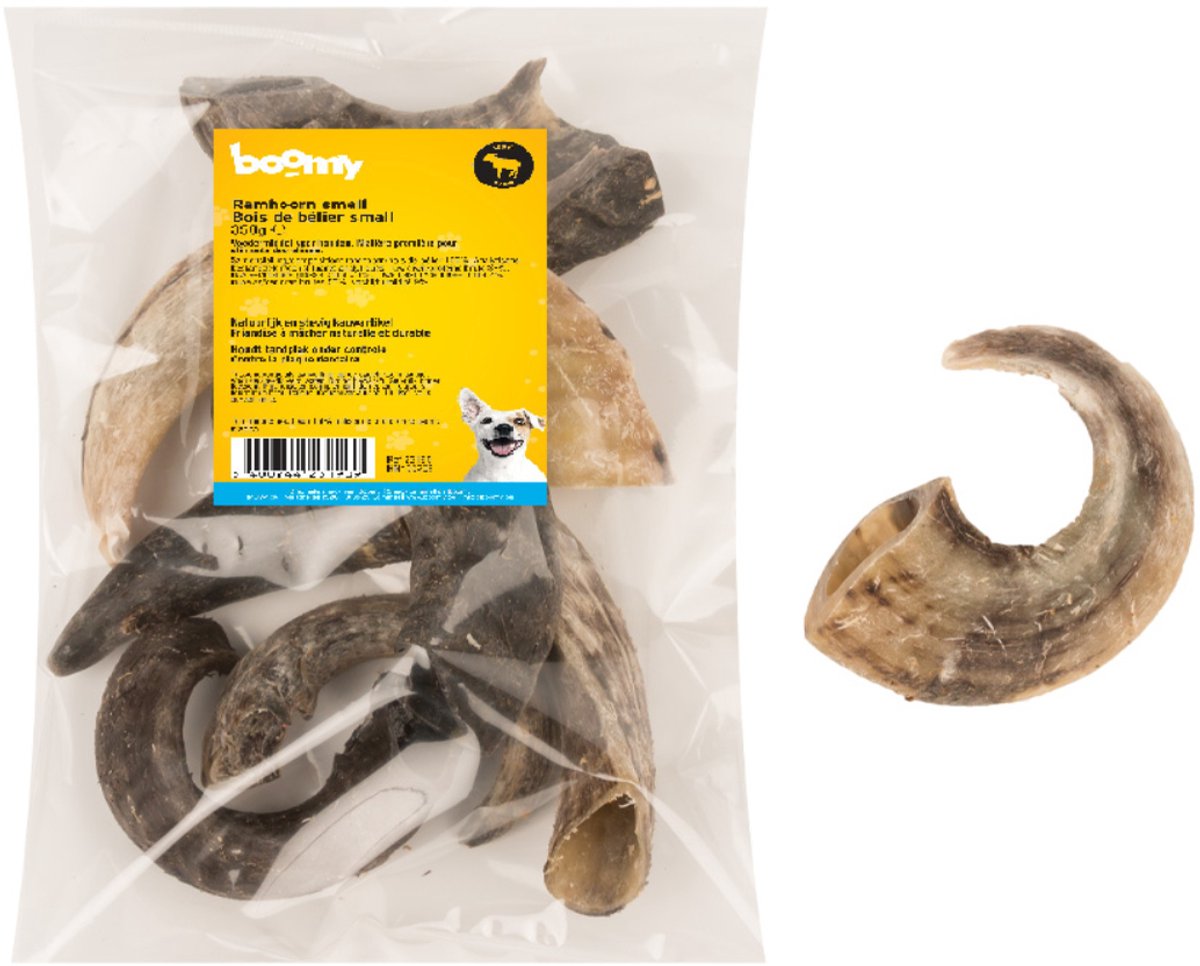Boomy - Ramhoorn – Extra harde natuurlijke hondensnacks – Hypoallergene hondensnoepjes voor sterke kauwers - Kauwstaaf hond - Kauwsnack -350g