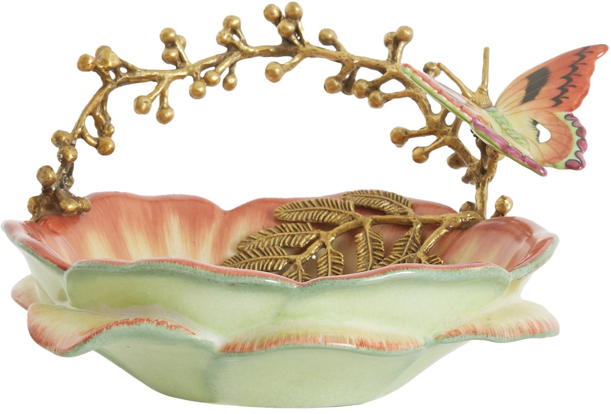 Light&living Schaal 26,5x20x14 cm BUTTERFLY oranje+geel+brons