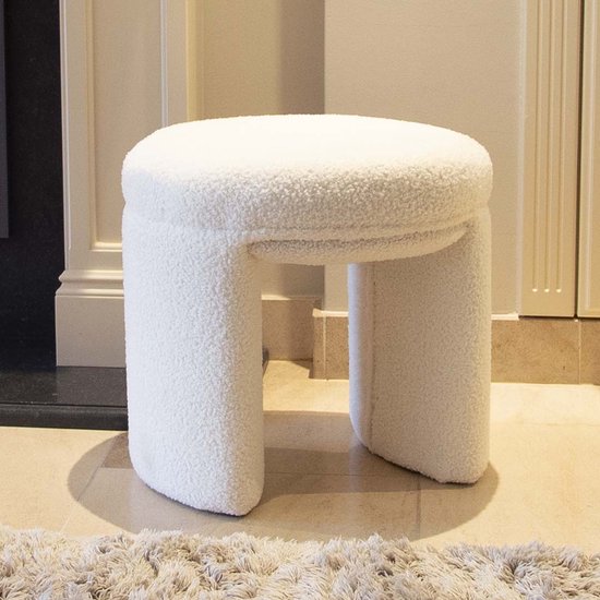 Pouf Bouclé Milton & Oldbrook Ø 44 cm Modena Wit