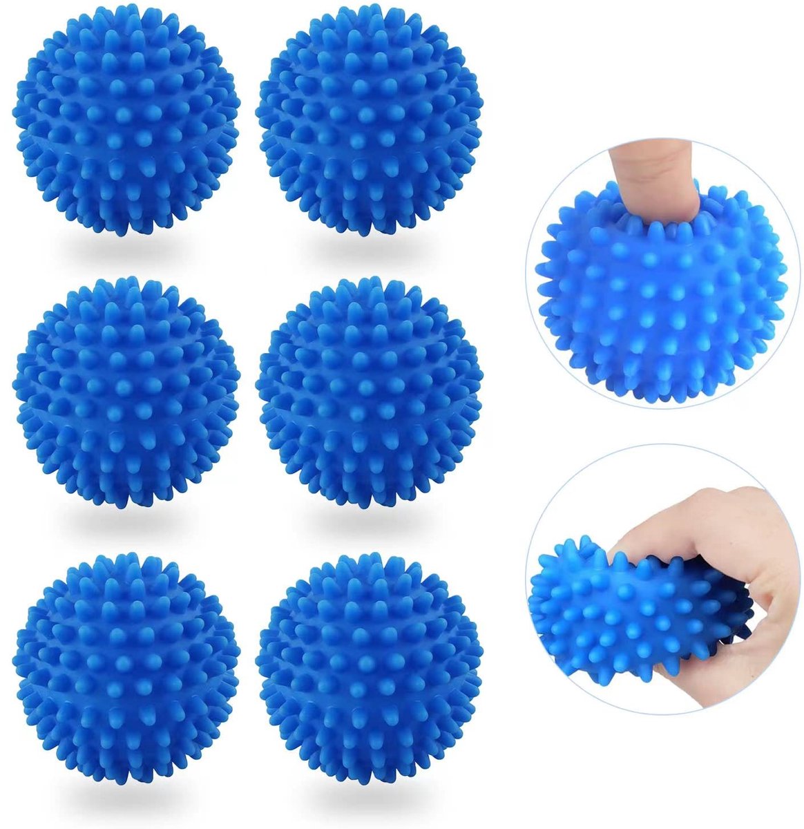 Wasmachine Droger Ballen - Herbruikbaar - 6 stuks - Blauw