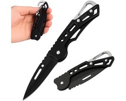 Survival Zakmes Met Karabijnhaak I Jachtmes I Kamperen & Outdoors Mes I Vouwmes I 15 CM I Zwart