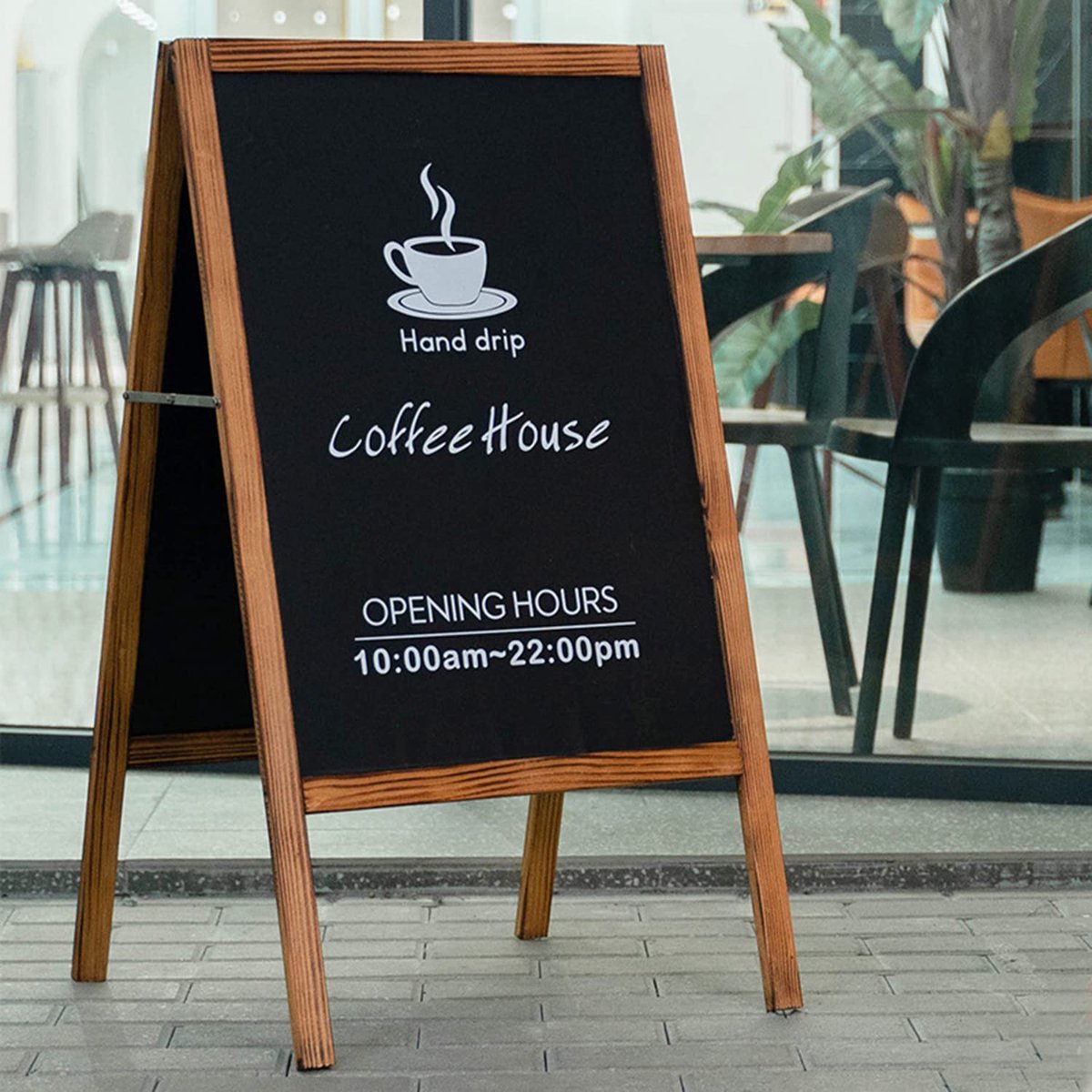 unho Houten reclamebord voor buiten, 50 x 100 cm, magnetisch bord, dubbelzijdig, houten menubord, met 2 reinigingsdoeken, ideaal voor restaurant, café, bar, bistro, bruin unho Houten reclamebord voor buiten, 50 x 100 cm, magnetisch bord, dubbelzijdig, houten menubord, met 2 reinigingsdoeken, ideaal voor restaurant, café, bar, bistro, bruin