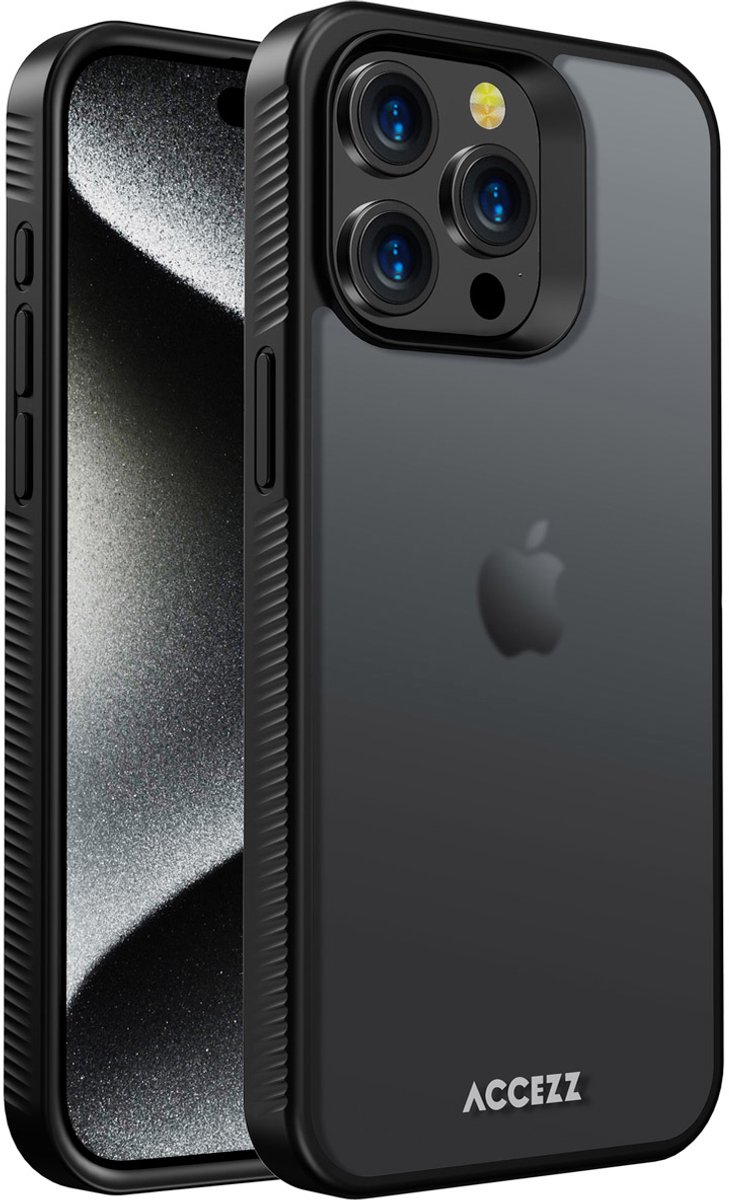 Accezz Hoesje Geschikt voor iPhone 15 Pro Max Hoesje - Accezz Rugged Frosted Backcover - Zwart