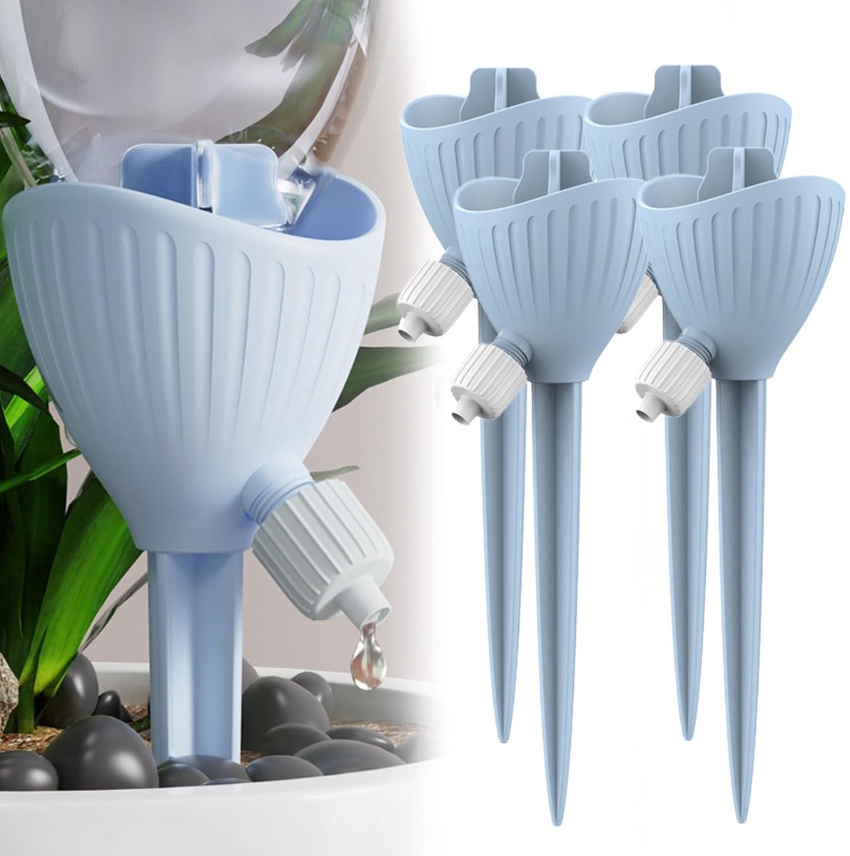 4 Stuks Plantenwaterdruppelaar - Verstelbaar - Plantenwatersysteem - Automatisch Bewateringssysteem - Waterdruppelaar - Druppelsysteem - Druppelirrigatieset - Automatische Bewatering Met Regelkleppen - Zelfbewaterende Palen