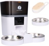 Prime AnimalZ 2 in 1 Automatische voerbak kat & hond - Voerautomaat met Camera - Dubbele Voederbak met Full HD 1080P Camera - Two-way Audio - 4 Liter - Wit