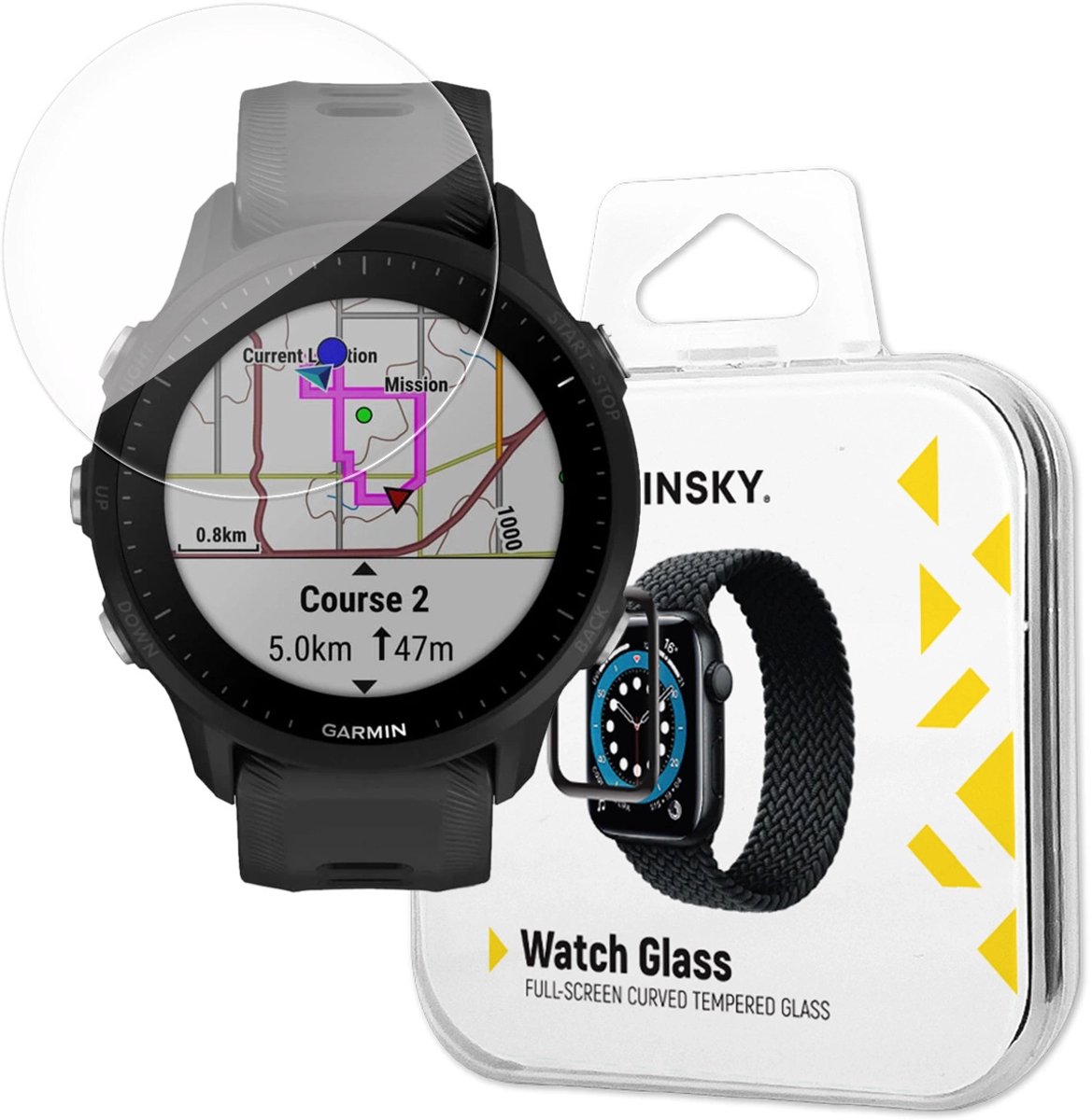 Wozinsky Gehard Glas Volledige Lijm Voor Garmin Forerunner 965 Anti-Reflectief
