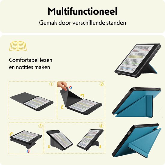 Hoesje Geschikt voor Kobo Libra Colour Hoes Bescherm Hoesje Case Sleep Cover Met Screenprotector - Hoes Geschikt voor Kobo Libra Colour Hoesje - Turquoise van Merkloos — afbeelding 4