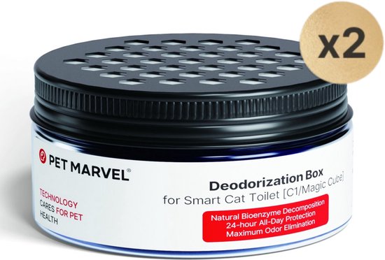 Pet Marvel C1 - Zelfreinigende kattenbak geurvernietiger - Geurcontrolebox - Neutraliseert geuren - 2 stuks
