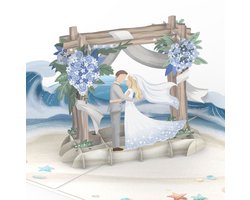papercrush® Pop-up kaart voor strandhuwelijk- 3D huwelijkskaart elegant , wenskaart voor het huwelijk, cadeaubon voor huwelijksreis & geld cadeau, huwelijksreis cadeau
