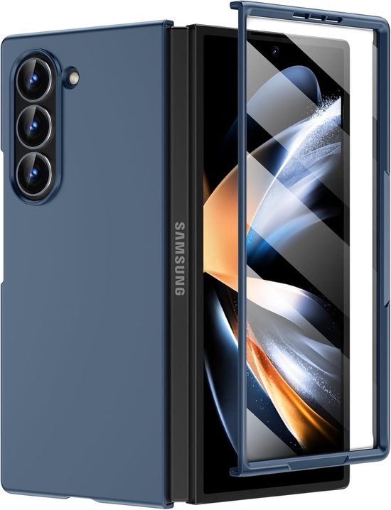 Zandarix Geschikt voor Samsung Galaxy Z Fold 7 - Met ingebouwde Screenprotector - Polycarbonaat - Schokbestendig - Back Cover Hoesje - Blauw