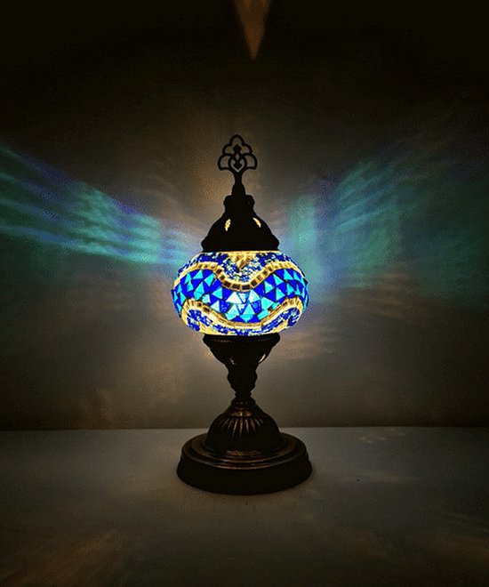 Aladdin Store Tafellamp - Oosterse lamp 17 cm - 1 stuk - Multicolor E14 met aan/uit schakelaar