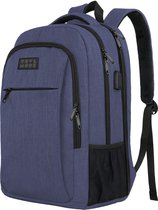TRVLMORE Rugtas - 36L - 17,3 Inch - Laptop Rugzak met USB - Schooltas - Heren en Dames - Tas - Levenslange Garantie - Blauw