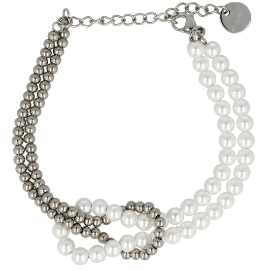 My Bendel - Bracelet en perles d'argent avec perles blanches - Bracelet à maillons en argent fin avec perles blanches - Avec emballage cadeau luxueux