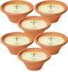 Spaas Kaarsen - Buitenkaars Citronella in Terracotta Schaal - Tuinkaars diameter 15cm - 6 uur - 6 stuks