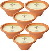 Spaas Kaarsen - Buitenkaars Citronella in Terracotta Schaal - Tuinkaars diameter 15cm - 6 uur - 6 stuks