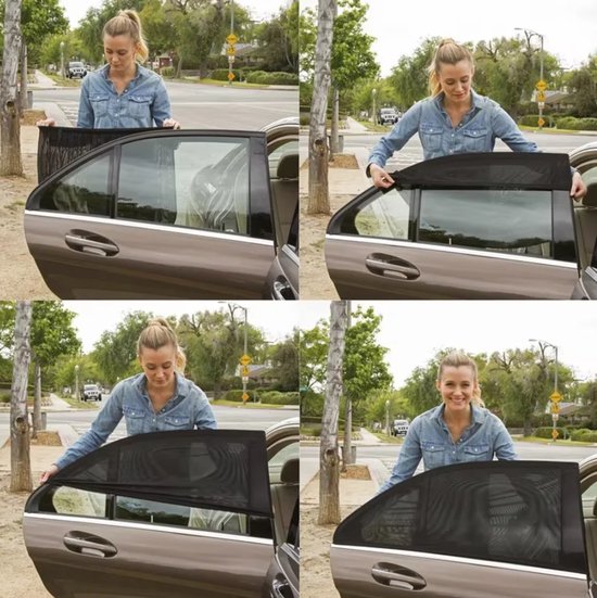 Actie4you® - Zonnescherm voor Auto - Auto Raamscherm - Zonbescherming - Auto Raamscherm - 2 Stuks - Doorschijnend - Zwart van Actie4you® — afbeelding 3