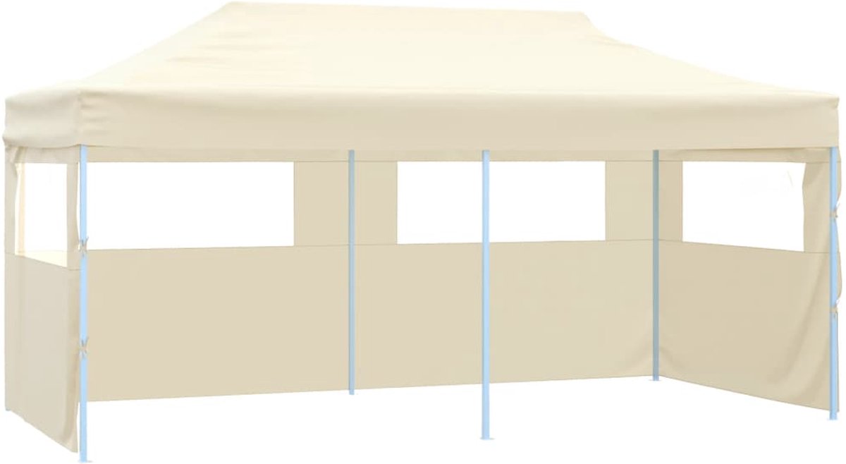 vidaXL Partytent met 4 zijwanden inklapbaar 3x6 m staal crème