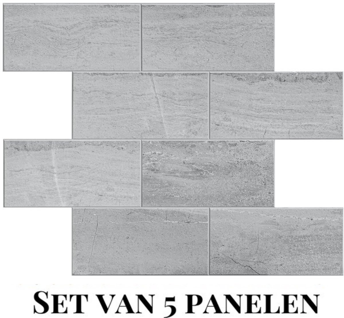 Wallways Wandpanelen - Plaktegels - Set van 5 Tegels - Tegelsticker - Zelfklevende Tegels - 4MM dik - Aluminium toplaag - Waterdicht - Krasbestendig - Hittebestendig - 3M Kleeflaag - Bricked Light Grey