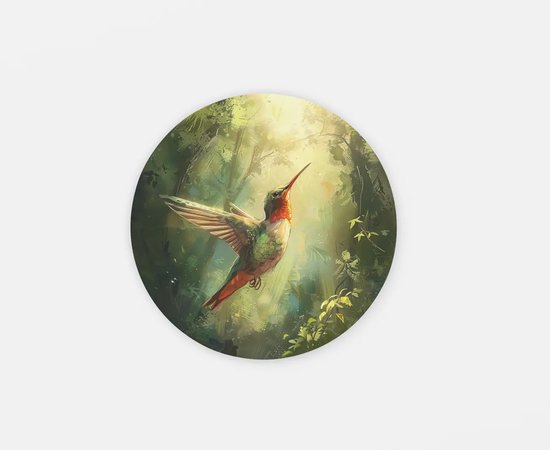 Tableau Rond - Vogel - Colibri - Beau Cercle Mural - 60 cm
