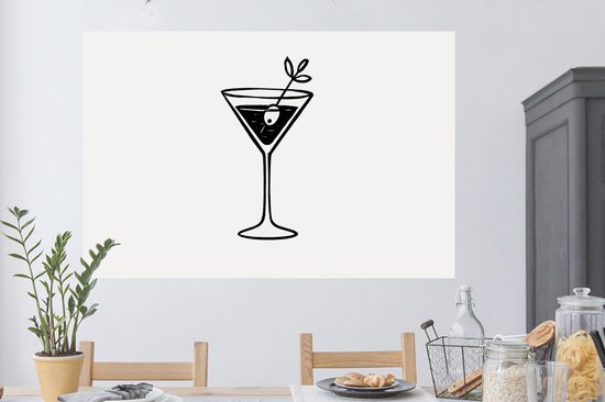 Stickers muraux - Film autocollant - Cocktail - Glas - Olive - Minimaliste - 120x80 cm - Film adhésif - Stickers muraux chambre enfant - Papier peint autocollant - Papier peint autocollant - Film autocollant