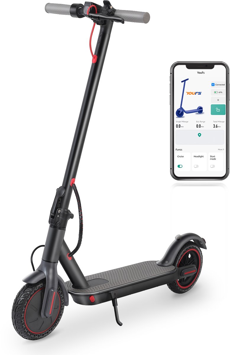 YEE RUN Elektrische Step voor jongeren en volwassenen, electric scooter, inklapbaar, 350W motor, 25km/h max, 25km bereik, 120kg laadvermogen, LED-display en APP.