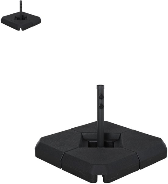 Parasoltegels – Vulbare Parasoltegels - Voor kruisvoet– Inhoud 25L – 4 stuks voor zweefparasol - Zwart