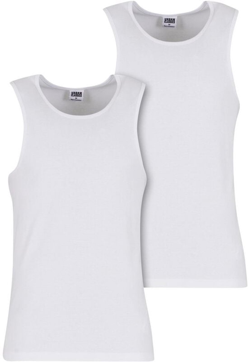 Urban Classics Geribde hemden Set van 2 Heren Tanktop – S Wit