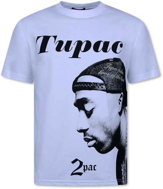 2Pac - Heren Tshirt met Opdruk - T shirt Heren met Print - Funny Shirt - 663 - Wit