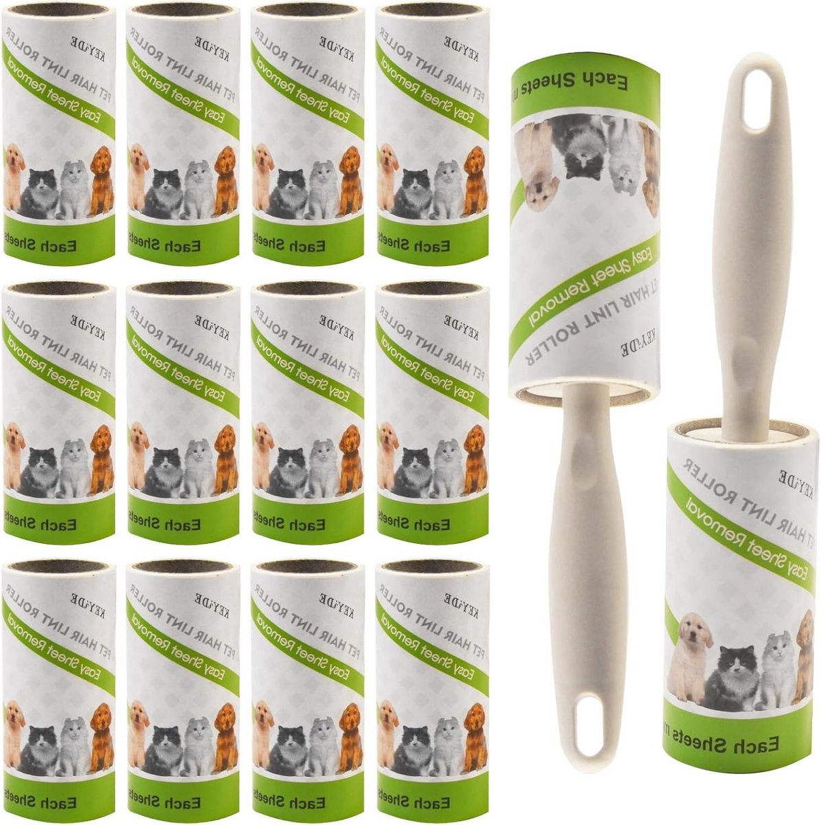 JGS Premium - Mega Value Extra kleverige stickset 560 vellen dierenhaarverwijderaar pluisverwijderaar - voor honden en katten - 14 rollen + 2 handgrepen - Verwijder snel en effectief dierenhaar