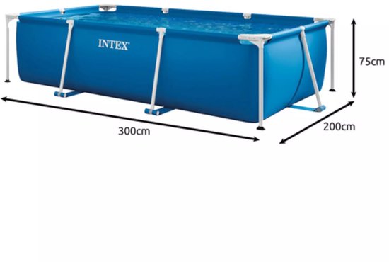 Intex rechthoekig opzetzwembad, blauw, 300 x 200 x 75 cm.