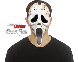 Fun World Ghostface Masker Hockey Scream Masker Halloween Masker Verkleedaccessoire voor bij Halloween Kostuum Volwassenen - Officiële Licentie - Masker met Elastische Band - Beige