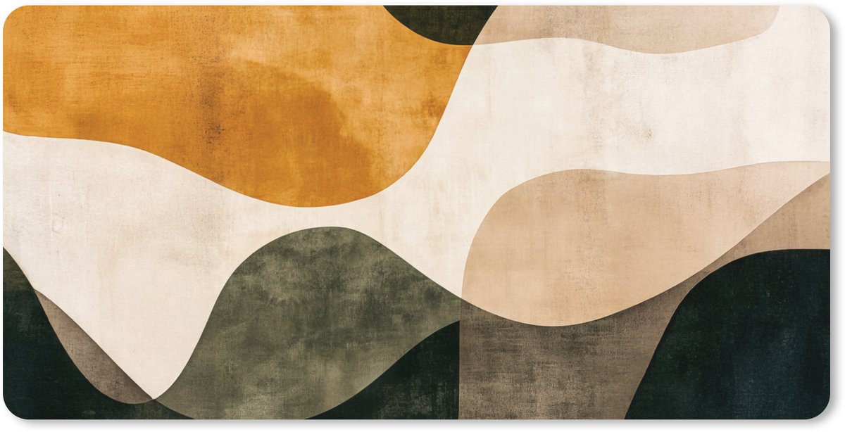 Muismat XXL 80x40 cm - Bureau onderlegger - Bureau mat Vormen - Okergeel - Abstract - Bureaumat - Gaming mousepad xl - Bureaulegger groot - Computer deskmat