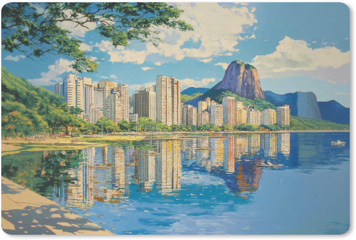 Muismat 27x18 cm - Mousepad Berg - Skyline - Strand - Water - Muismatten