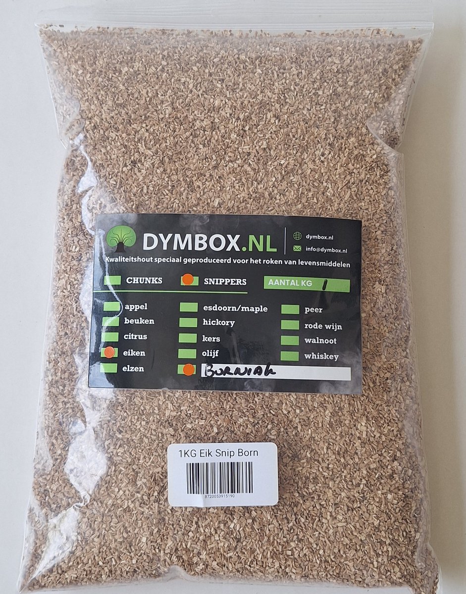 Eiken rooksnippers 1kg ≈ 3,33 Liter geschikt voor o.a. Borniak rookovens